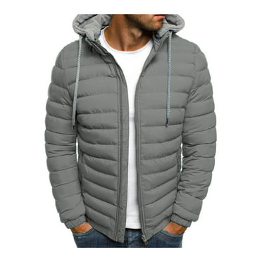Men Coats Long Sleeve Slim Fit Lightweight Warm Stand Collar Outdoor Puffer Jacket 
